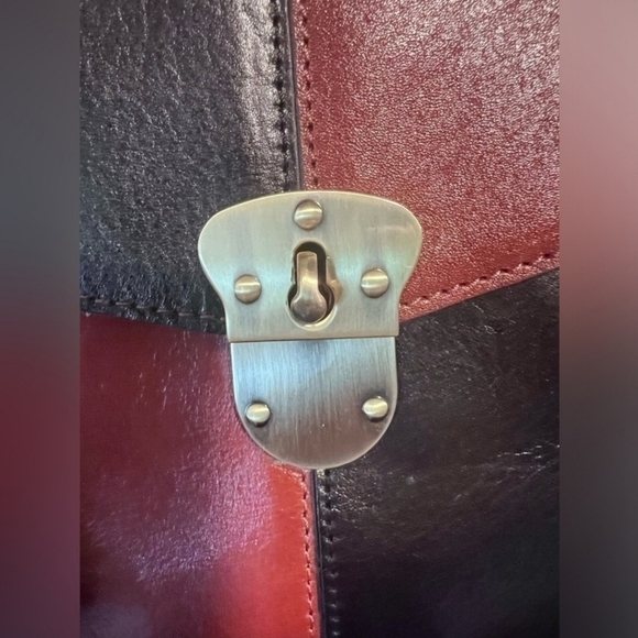 Patricia Nash Sinclair Leather Convertible Backpack-Colorblock Black/Tan- EUC - Picture 10 of 13